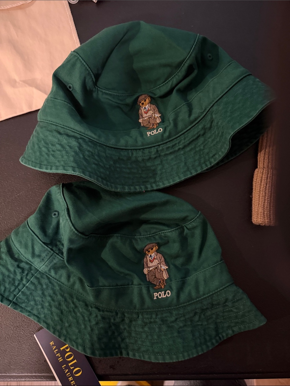 Polo Ralph Lauren Green Bucket Hat with Bear Embroidery - Picture 2 of 2